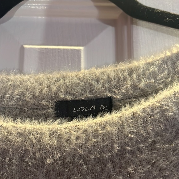 LAST CHANCR Lola B Sweater Grey & White Sweater - Picture 3 of 3